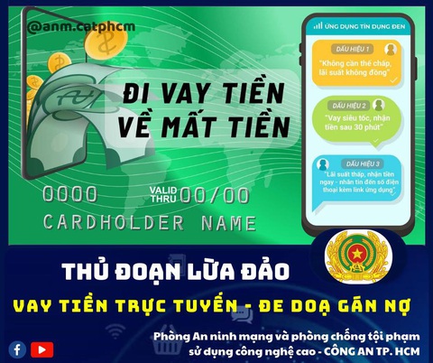 Công an TP.HCM cảnh báo nguy cơ chiếm đoạt tài sản khi vay tiền qua app- Ảnh 1. Công an TP.HCM cảnh báo bị lừa đảo tiền khi vay qua app tín dụng đen - Ảnh: Công an TP.HCM