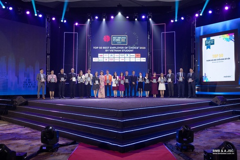 BMB Steel nhận giải ‘Top 100 Nơi làm việc tốt nhất Việt Nam’- Ảnh 2. Giải thưởng "Top 50 Thương hiệu Nhà tuyển dụng hấp dẫn với sinh viên Việt Nam 2023"