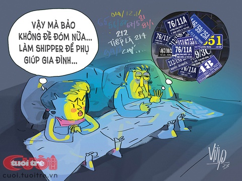 Shipper mê đề đóm?- Ảnh 1. Thực ra shipper này không hề mê đề đóm, cờ bạc - Tranh: Viiip
