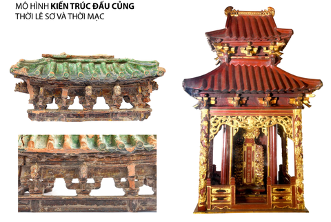 Mô hình kiến trúc đấu củng thời Lê sơ và thời Mạc được tìm thấy - Ảnh: Bùi Minh Trí