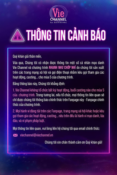 Cảnh báo của đơn vị sản xuất trên fanpage Cảnh báo của đơn vị sản xuất trên fanpage