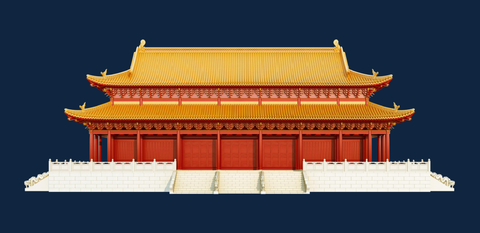 Phục dựng 3D hình thái kiến trúc điện Kính Thiên của Viện Nghiên cứu kinh thành - Ảnh: Bùi Minh Trí