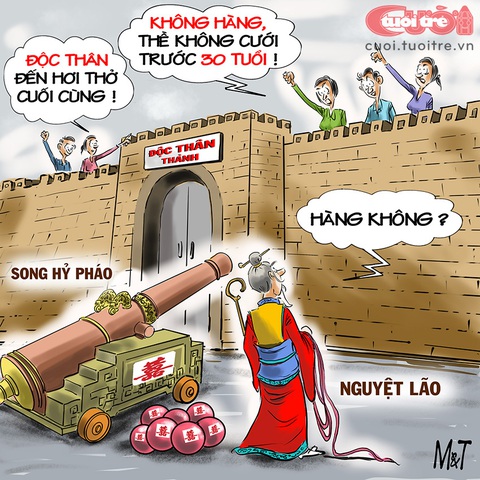 Quyết độc thân đến... hơi thở cuối cùng- Ảnh 1. Quyết độc thân đến... hơi thở cuối cùng - Tranh: Đỗ Minh Tuấn