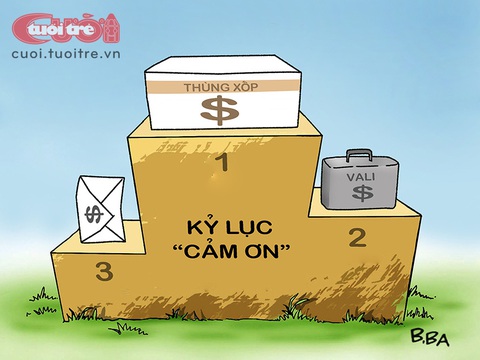 Kỷ lục 'cảm ơn' xưa và nay- Ảnh 1. Kỷ lục "cảm ơn" xưa và nay - Tranh: B.Ba