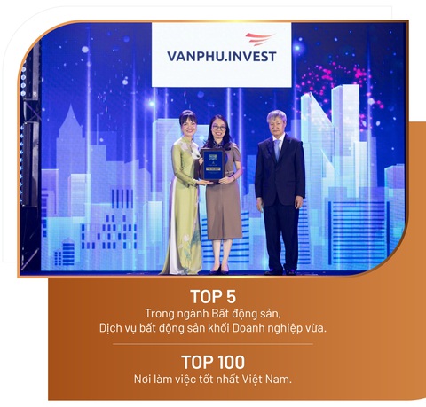 Văn Phú - Invest nhận giải thưởng top 100 nơi làm việc tốt nhất Việt Nam- Ảnh 1. Đại diện Văn Phú - Invest nhận giải thưởng ‘Top 100 nơi làm việc tốt nhất Việt Nam'
