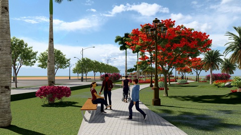 Thêm phương án thiết kế bờ sông Sài Gòn phía Thủ Thiêm- Ảnh 2. Sau khi dọn dẹp, phát quang cây cỏ xong, khu vực bờ sông Sài Gòn phía Thủ Thiêm dự tính làm thành công viên. Trong đó có trồng cây xanh, lắp đặt đèn chiếu sáng