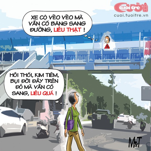 Người đi bộ 'chê nhau' - Ảnh 1. Khi người đi bộ chê nhau - Tranh: Đỗ Minh Tuấn