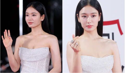 Ahn Eun-jin Ahn Eun-jin, nữ chính phim Người yêu dấu, "lộ hàng* trên thảm đỏ Giải thưởng điện ảnh Rồng Xanh