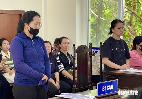 Mẹ đơn thân mất con sau 1 đêm gửi, bảo mẫu nhận... 15 tháng tù- Ảnh 3. Bị cáo Vân (trái) và mẹ cháu bé, đối chất tại tòa - Ảnh: DANH TRỌNG