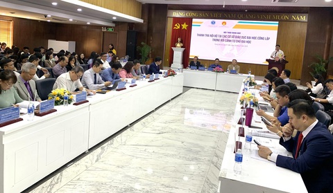 Tăng cường công tác thanh tra giáo dục đáp ứng tự chủ đại học- Ảnh 1. Toàn cảnh hội thảo "Thanh tra nội bộ tại các cơ sở giáo dục đại học công lập trong bối cảnh tự chủ đại học" đang diễn ra tại Trường đại học Luật TP.HCM - Ảnh: TRẦN HUỲNH