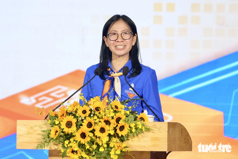 Bí thư Thành Đoàn TP.HCM Phan Thị Thanh Phương phát biểu chúc mừng đại hội - Ảnh: HỮU HẠNH Bí thư Thành Đoàn TP.HCM Phan Thị Thanh Phương phát biểu chúc mừng đại hội - Ảnh: HỮU HẠNH