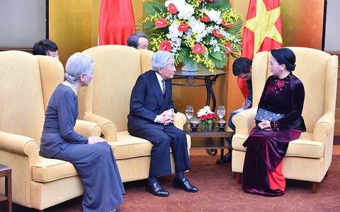 Nhật Bản trao huân chương cao quý cho bà Nguyễn Thị Kim Ngân - Ảnh 2. Bà Nguyễn Thị Kim Ngân tiếp Nhà vua và Hoàng hậu Nhật Bản năm 2017 - Ảnh: VGP