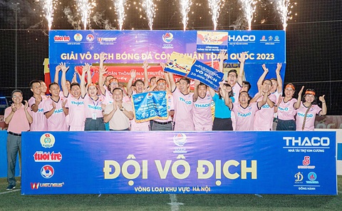 Công đoàn Thông tin Truyền thông giành ngôi vô địch vòng loại khu vực Hà Nội - Ảnh: DANH KHANG Công đoàn Thông tin Truyền thông giành ngôi vô địch vòng loại khu vực Hà Nội - Ảnh: DANH KHANG
