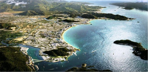 Kéo dài qui hoạch ven biển Nha Trang tới 20km, xóa bỏ rào chắn nhìn ra biển - Ảnh 2. Phối cảnh toàn bộ khu vực ven biển Nha Trang, từ mũi Kê Gà đến cầu mới được quy hoạch sẽ xây bắc qua sông Cửa Bé, tại Hòn Rớ, TP Nha Trang - Nguồn ảnh: Hồ sơ tư vấn ý tưởng thiết kế