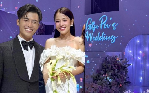 Showbiz Việt vào mùa vui - Ảnh 2. Chú rể Gin Tuấn Kiệt hạnh phúc bên cô dâu Puka