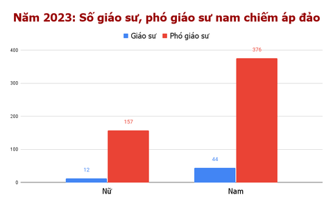 Bức tranh tân giáo sư, phó giáo sư năm 2023: Ngành kinh tế áp đảo - Ảnh 2. Số lượng tân giáo sư, phó giáo sư phân theo giới tính - Đồ họa: TRỌNG NHÂN