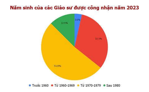 Bức tranh tân giáo sư, phó giáo sư năm 2023: Ngành kinh tế áp đảo - Ảnh 3. Năm sinh của các tân giáo sư - Đồ họa: TRỌNG NHÂN