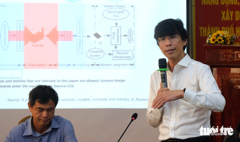 Đề xuất TP.HCM hình thành Quỹ phát triển vi mạch quy mô 5.000.000 USD - Ảnh 1. Ông Nguyễn Anh Thi đề xuất hình thành Quỹ phát triển vi mạch để đào tạo nhân lực cho ngành này thời gian tới - Ảnh: VŨ THỦY