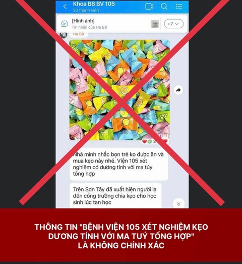 Bệnh viện Quân y 105 (Sơn Tây, Hà Nội) bác tin đồn xét nghiệm kẹo dương tính với ma túy đang được lan truyền - Ảnh: BVCC Bệnh viện Quân y 105 (Sơn Tây, Hà Nội) bác tin đồn xét nghiệm kẹo dương tính với ma túy đang được lan truyền - Ảnh: BVCC