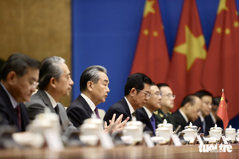 Đề nghị Trung Quốc tăng thông quan, mở cửa thị trường cho hàng hóa Việt Nam- Ảnh 4. Ngoại trưởng Trung Quốc Vương Nghị tại cuộc họp - Ảnh: NGUYỄN KHÁNH