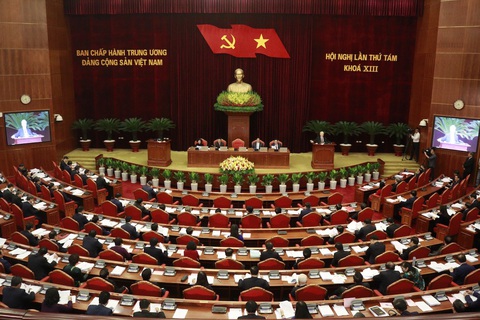Trung ương Đảng: Đến năm 2030, người Việt Nam có tối thiểu 68 năm sống khỏe mạnh- Ảnh 1. Quang cảnh Hội nghị Trung ương 8 - Ảnh: GIA HÂN