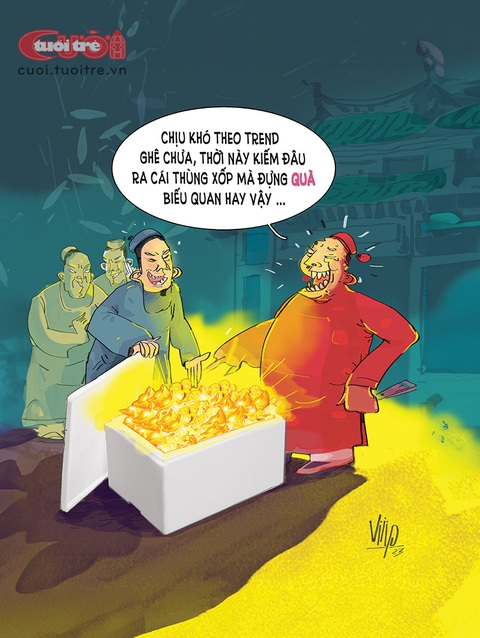 Trend thùng xốp... xuyên không- Ảnh 1. Trend thùng xốp... xuyên không - Tranh: Viiip