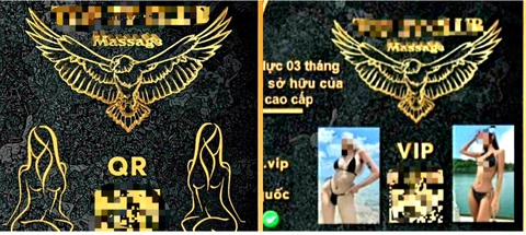 Bình chọn gái gọi nhận hoa hồng, bị lừa đảo... mất luôn tiền tỉ- Ảnh 1. Kẻ xấu mạo danh quán bar, tạo thẻ massage VIP để dụ con mồi - Ảnh: Đ.C.
