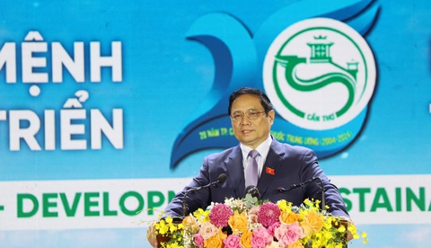 Thủ tướng: Cần Thơ phải đi lên bằng chính nội lực của mình- Ảnh 1. Thủ tướng Phạm Minh Chính phát biểu tại hội nghị công bố quy hoạch TP Cần Thơ và xúc tiến đầu tư diễn ra sáng 10-12 - Ảnh: CHÍ QUỐC