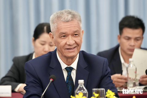 Bí thư Nguyễn Văn Nên: Những câu hỏi của các bạn Lào nhiều lần gợi mở cho TP.HCM- Ảnh 3. Bí thư Thành ủy, Chủ tịch HĐND thủ đô Vientiane Anouphap Tounalom phát biểu tại buổi tiếp - Ảnh: HỮU HẠNH