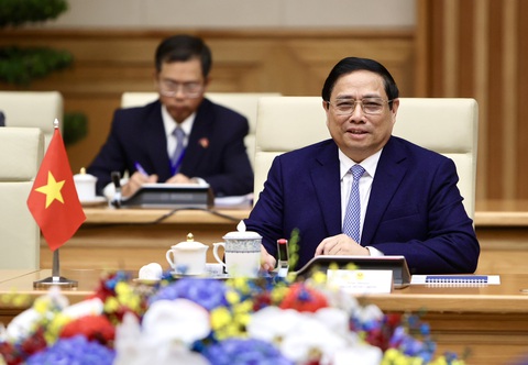 Thủ tướng Phạm Minh Chính tại cuộc hội đàm với Thủ tướng Campuchia Hun Manet - Ảnh: NGUYỄN KHÁNH Thủ tướng Phạm Minh Chính tại cuộc hội đàm với Thủ tướng Campuchia Hun Manet - Ảnh: NGUYỄN KHÁNH