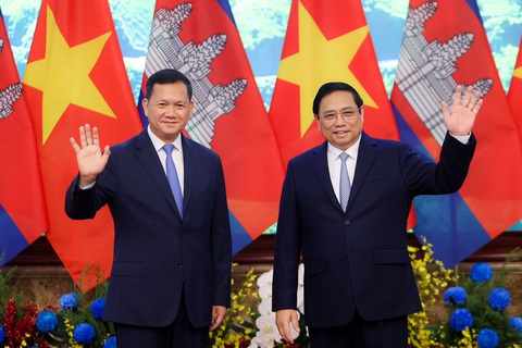 Thủ tướng Phạm Minh Chính và Thủ tướng Campuchia Hun Manet - Ảnh: NGUYỄN KHÁNH Thủ tướng Phạm Minh Chính và Thủ tướng Campuchia Hun Manet - Ảnh: NGUYỄN KHÁNH