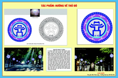 Mấu thiets kế Hướng về thủ đô đạt giải nhất thiết kế trang trí thành phố Hà Nội Mẫu thiết kế Hướng về thủ đô của họa sĩ Bùi Văn Long đoạt giải nhất thiết kế trang trí thành phố Hà Nội
