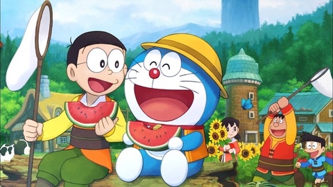 Những nhân vật hoạt hình nổi tiếng trên thế giới- Ảnh 2. Nhân vật Nobita (bên trái) và Doraemon (bên phải).