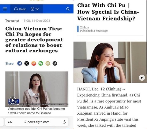 Chi Pu nói gì khi xuất hiện trên trang báo hàng đầu Trung Quốc?- Ảnh 2. Bài phỏng vấn của Chi Pu trên trang báo Tân Hoa xã và kênh CGTN