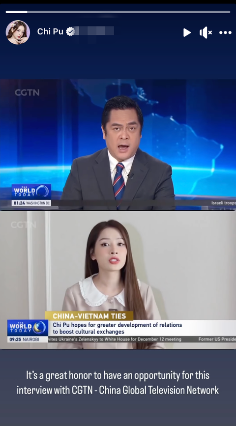 Chi Pu nói gì khi xuất hiện trên trang báo hàng đầu Trung Quốc?- Ảnh 1. Chi Pu chia sẻ lại khoảnh khắc trả lời phỏng vấn trên truyền hình Trung Quốc với tư cách nghệ sĩ Việt Nam hoạt động tại Cbiz