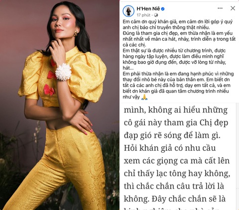 Bị chê không đủ tiêu chí thi Chị đẹp đạp gió rẽ sóng, H'Hen Niê lên tiếng- Ảnh 1. H'Hen Niê phản hồi sau khi bị chê hát lạc tông, vũ đạo kém khi tham gia Chị đẹp đạp gió rẽ sóng