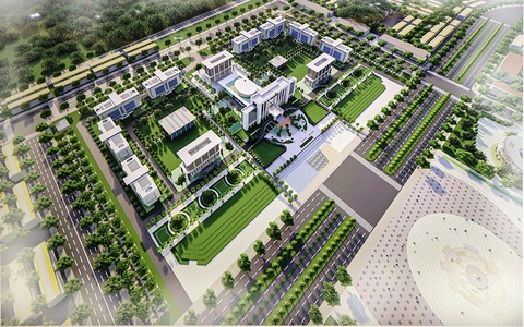 Bình Phước tính xây trung tâm hành chính rộng 20ha ở khu đô thị Suối Cam- Ảnh 1. Phối cảnh minh họa khu trung tâm hành chính gồm nhiều khối nhà thấp tầng trong khu đô thị Suối Cam - Ảnh: AN BÌNH