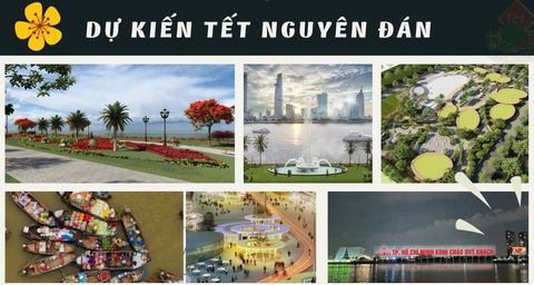 Khánh thành vườn hoa hướng dương bên sông Sài Gòn dịp Giáng sinh, năm mới- Ảnh 6. Phối cảnh bờ sông Sài Gòn phía Thủ Thiêm dịp Tết âm lịch sắp tới - Ảnh: UBND TP Thủ Đức