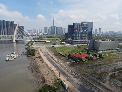 Khánh thành vườn hoa hướng dương bên sông Sài Gòn dịp Giáng sinh, năm mới- Ảnh 5. Cách đây 1 tháng, UBND TP Thủ Đức bắt đầu kế hoạch cải tạo bờ sông hoang hóa, lau sậy - Ảnh: LÊ PHAN