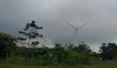Chủ đầu tư bị phạt hơn 600 triệu đồng vì trồng trụ tua bin điện gió ngoài đất được cấp- Ảnh 1. Có tổng cộng 20 trụ tua bin gió của hai nhà máy được Công ty Tân Hoàn Cầu xây dựng ngoài đất được cấp - Ảnh: QUỐC NAM