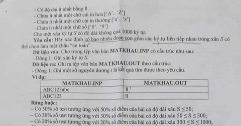 Đề thi học sinh giỏi môn tin học lớp 9 sai, vẫn có thí sinh đạt điểm tuyệt đối- Ảnh 2. Phần ví dụ của câu 3 trong đề thi có sai sót vì số 6 được viết thành số 8 - Ảnh: Q.NAM