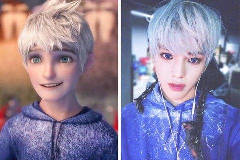 20 nhân vật hoạt hình giống người thật đáng kinh ngạc- Ảnh 1. Nhân vật Jack Frost trong phim Rise of the Guardians và một tài khoản tumblr có tên longassrideof-tytrack.