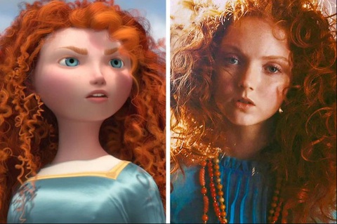 20 nhân vật hoạt hình giống người thật đáng kinh ngạc- Ảnh 2. Nhân vật Merida trong phim Brave và một người dùng có tên lilycole trên instagram.