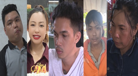 'Ăn cắp' thông tin người khó khăn đăng bài kêu gọi từ thiện, lừa gần 2 tỉ đồng- Ảnh 1. Nhóm 5 người vừa bị bắt (từ trái qua) gồm: Hận, Trân, Toàn, Duy và Kiều - Ảnh: Công an cung cấp