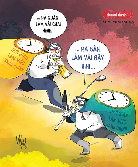Muôn kiểu 'tham nhũng thời gian'- Ảnh 1. Công chức, cán bộ và muôn kiểu "tham nhũng thời gian" - Tranh: Viiip