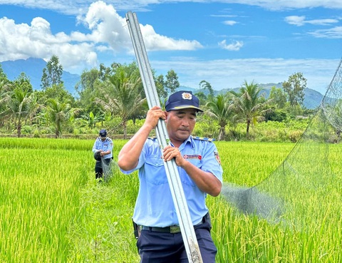 Chim yến bị truy sát khốc liệt, Khánh Hòa phải lập đội liên ngành bảo vệ- Ảnh 1. Đội bảo vệ chim yến của Công ty Yến sào Khánh Hòa đi gỡ các tấm lưới "tàng hình" - Ảnh: Phòng Quản lý bảo vệ cung cấp
