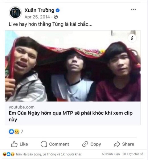 Người miền núi chất Double2T từng gọi Sơn Tùng M-TP là thằng- Ảnh 3. Bài viết nói về Sơn Tùng của Double2T vào năm 2014 của nam rapper - Ảnh: Facebook nhân vật