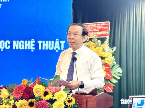 60 năm thành lập Liên hiệp các hội văn học nghệ thuật TP.HCM- Ảnh 1. Bí thư Thành ủy TP.HCM Nguyễn Văn Nên phát biểu tại lễ kỷ niệm - Ảnh: THÁI THÁI