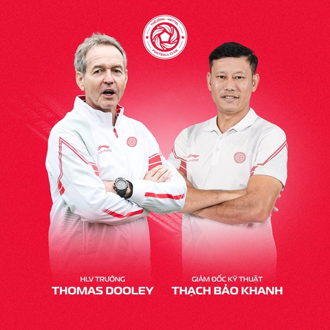 HLV Thomas Dooley sẽ thay thế ông Thạch Bảo Khanh dẫn dắt Thể Công Viettel từ vòng 7 V-League 2023 - 2024 - Ảnh: VIETTEL FC HLV Thomas Dooley sẽ thay thế ông Thạch Bảo Khanh dẫn dắt Thể Công - Viettel từ vòng 7 V-League 2023 - 2024 - Ảnh: VIETTEL FC