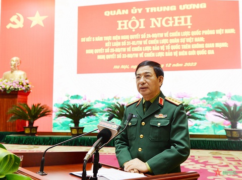Đại tướng Phan Văn Giang: Có đối sách xử lý thắng lợi các tình huống, không để bị động, bất ngờ- Ảnh 1. Đại tướng Phan Văn Giang phát biểu tại hội nghị - Ảnh: QĐND